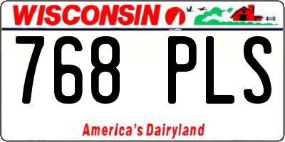 WI license plate 768PLS