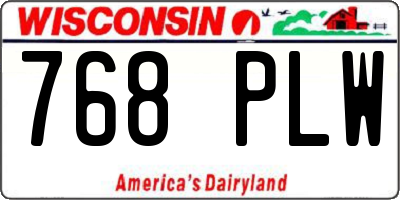 WI license plate 768PLW