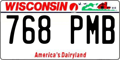 WI license plate 768PMB