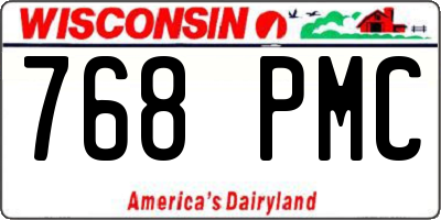 WI license plate 768PMC