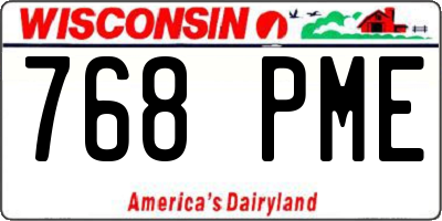 WI license plate 768PME