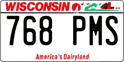 WI license plate 768PMS