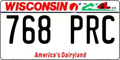 WI license plate 768PRC
