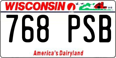 WI license plate 768PSB