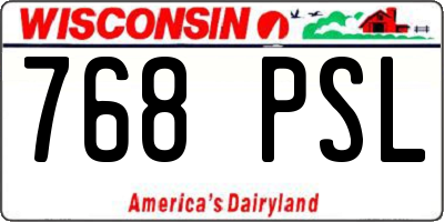 WI license plate 768PSL