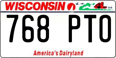 WI license plate 768PTO
