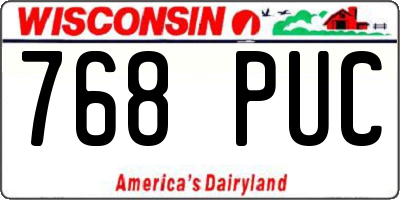 WI license plate 768PUC