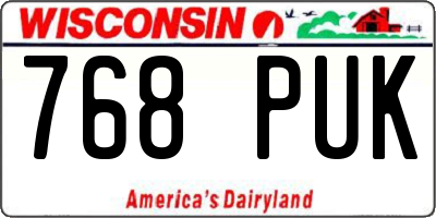 WI license plate 768PUK