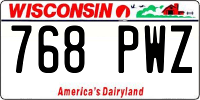 WI license plate 768PWZ