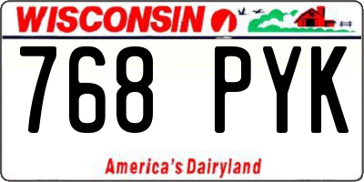 WI license plate 768PYK