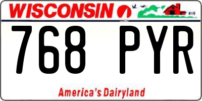 WI license plate 768PYR