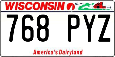 WI license plate 768PYZ