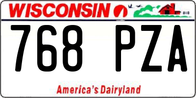 WI license plate 768PZA
