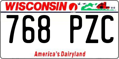 WI license plate 768PZC