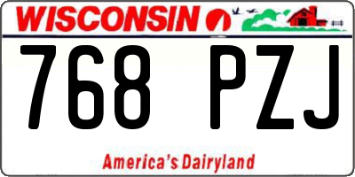 WI license plate 768PZJ