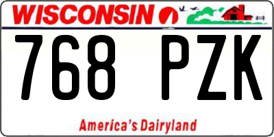 WI license plate 768PZK