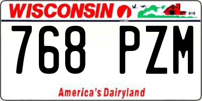 WI license plate 768PZM