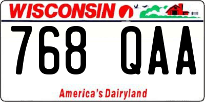 WI license plate 768QAA