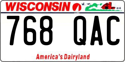 WI license plate 768QAC