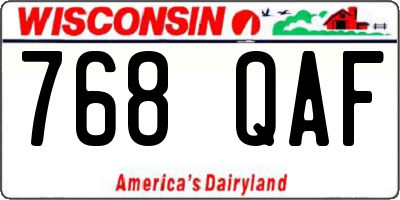 WI license plate 768QAF