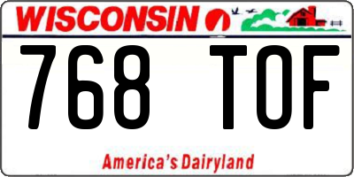 WI license plate 768TOF