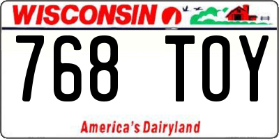 WI license plate 768TOY