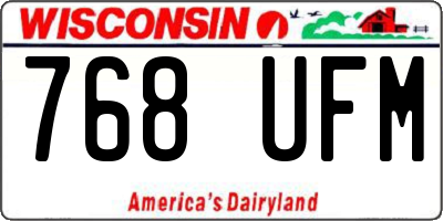 WI license plate 768UFM