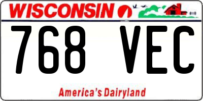 WI license plate 768VEC