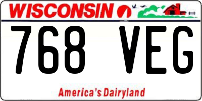 WI license plate 768VEG