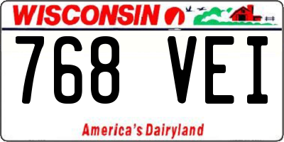 WI license plate 768VEI