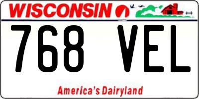 WI license plate 768VEL