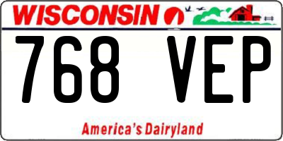 WI license plate 768VEP
