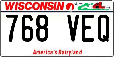 WI license plate 768VEQ