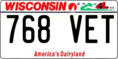 WI license plate 768VET