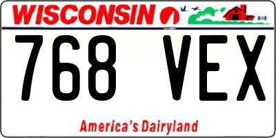 WI license plate 768VEX