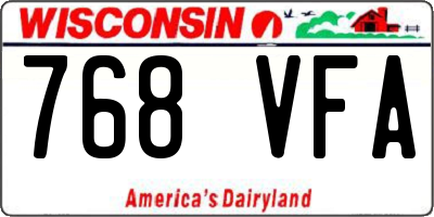 WI license plate 768VFA