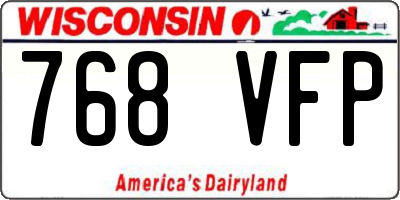 WI license plate 768VFP