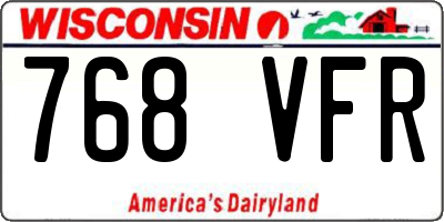 WI license plate 768VFR