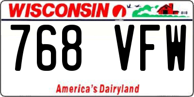 WI license plate 768VFW