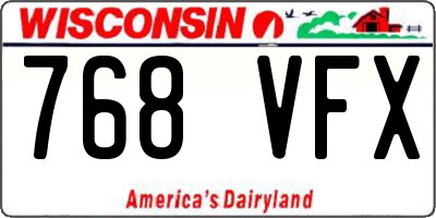WI license plate 768VFX