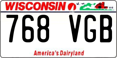 WI license plate 768VGB