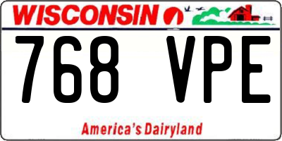 WI license plate 768VPE