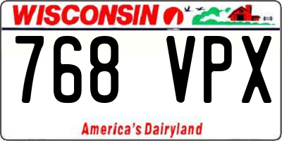 WI license plate 768VPX
