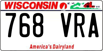 WI license plate 768VRA