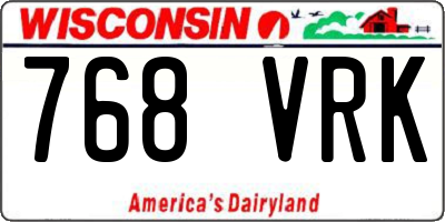 WI license plate 768VRK