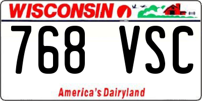 WI license plate 768VSC
