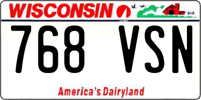 WI license plate 768VSN