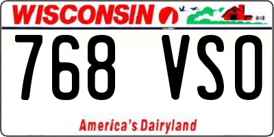 WI license plate 768VSO