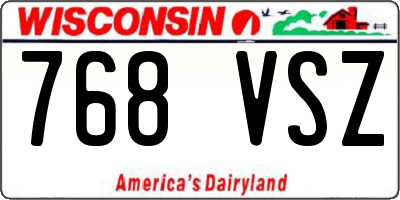 WI license plate 768VSZ