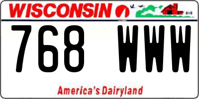 WI license plate 768WWW